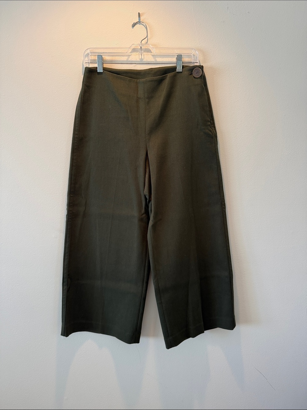 Vince Olive Wide-Leg Cotton High-Rise Pants